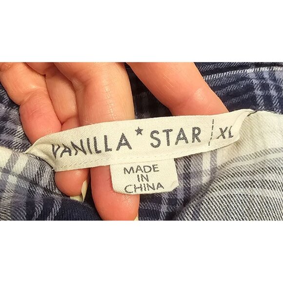 Vanilla Star Women's Plaid Button-Down Peplum Shirt Sz XL Soft Comfortable Style - Picture 5 of 9